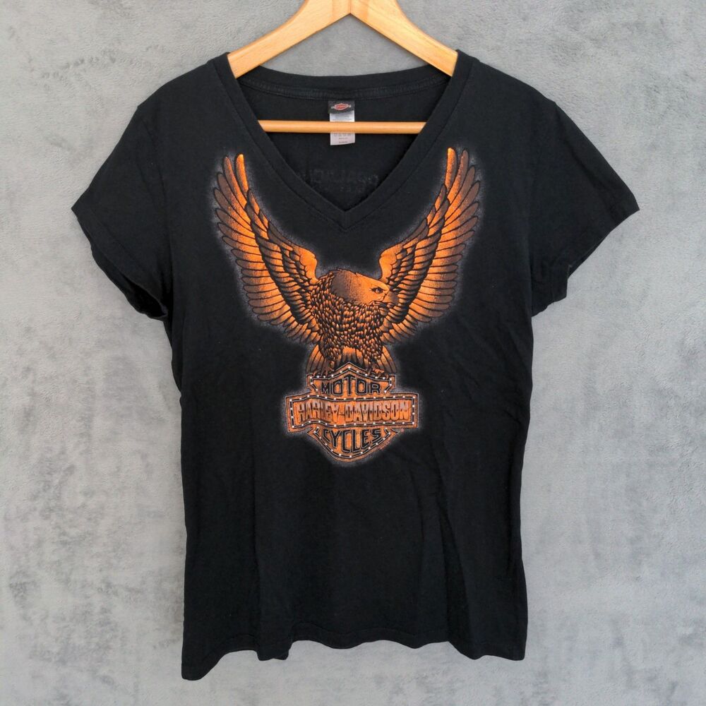 Harley Davidson Eagle T-Shirt Womens XL Made in USA Studded Appalachian